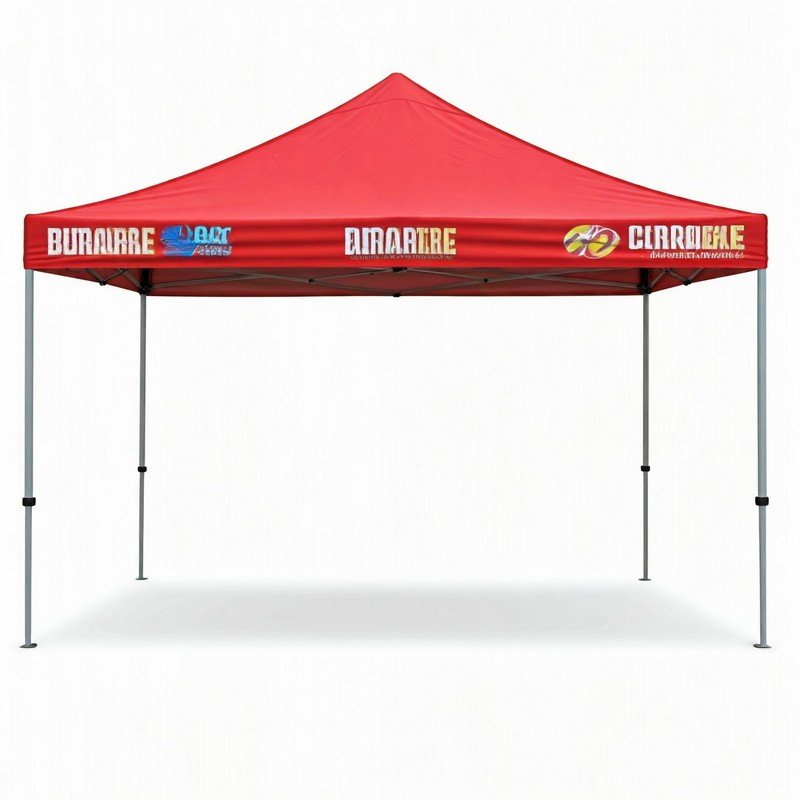 10x10 custom pop up red tent with logos